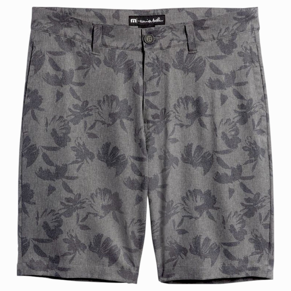Travis Mathew Golf Shorts Men Size 38 Gray Floral Print Lifestyle‎ Performance